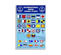 YZWRWRMKTB Boat Signal Flags Poster, International Maritime Code Meanings, Educational Nautical Wall Decor for Coastal Living Room(Unframed,12X18inch(30X45cm))