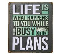 YZWRWRMKTB Busy Making Other Plans Life Happens Quote Metal Sign Retro Tin Wall Hanging Vintage Decor for Home Kitchen Garden Bar Cafe Gift 8 X 12 in
