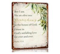 YZWRWRMKTB But I Am Like An Olive Tree Psalm 52:8 Metal Sign Trust Scripture Wall Decor Kitchen 8 X 12 in