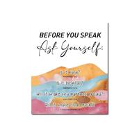 YZWRWRMKTB Christian Kids Room Decor, Bible Verse Wall Art with Kindness Message: “Before You Speak, Ask Yourself…” for Nursery(Framed,08x12inch(20x30cm))