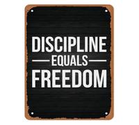 YZWRWRMKTB Discipline Equals Freedom Motivational Metal Sign Fitness Quote Wall-Art Black And White Decor Home Gym Office Classroom Man Cave 8 X 12 in