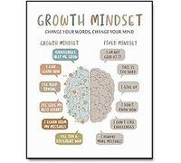 YZWRWRMKTB Growth Mindset Wall Art for Kids - Cognitive Behavioral Principles Poster, Positive Thinking Decor for Calm Down Corner & School(Framed,08x12inch(20x30cm))
