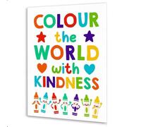 YZWRWRMKTB Gwisml Inspirational Quotes Classroom Canvas Wall Art,Colour The World With Kindness Print Painting Artwork for Classroom Preschool Nursery Bedroom Wall Decor(16x24inch(40x60cm)
