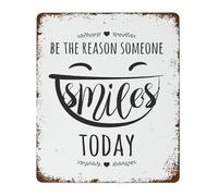YZWRWRMKTB Heartwarming Quote Vintage Metal Sign Be the Reason Someone Smiles Today Wall-Art Decor for Coffee Shop Office Living Room 8 X 12 in