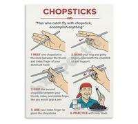YZWRWRMKTB How to Use Chopsticks Step by Guide Poster Table Manners Educational Wall-Art for Kitchen and Dining Room Decor(Unframed,08x12inch(20x30cm))