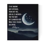YZWRWRMKTB If We Shadows Have Offended Quote Art Print William Shakespeare A Midsummer Night's Dream Literary Wall Decor Home Office(Framed,08x12inch(20x30cm))