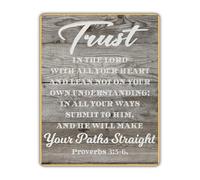 YZWRWRMKTB Inspirational Sign Proverbs 3:5-6 Trust in the Lord Metal Tin Wall Decor for Home Gift Baptism 8 X 12 in