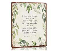 YZWRWRMKTB John 15:5 Metal Tin Sign I Am The Vine and You Are The Branches Wall-Art Farmhouse Living Room Baptism Gift 8 X 12 in