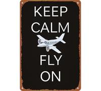 YZWRWRMKTB Keep Calm Fly On Pilot Sign Metal Wall Decor 12x8 Inch