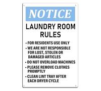 YZWRWRMKTB Laundry Room Rules and Warning Metal Tin Sign Retro Vintage Decor For Residents Only Funny Wall Sign for Home Utility Room 8 X 12 inch