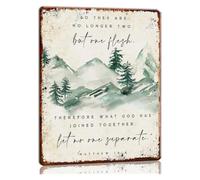 YZWRWRMKTB Matthew 19：6 So They Are No Longer Two But One Flesh Metal Tin Sign Wedding Wall-Art for Bedroom Decor 8 X 12 in