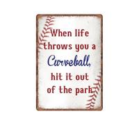 YZWRWRMKTB Motivational Metal Tin Sign Baseball Quote Hit It Out Of The Park Vintage Wall Decor For Home Office Curveball Saying Inspirational Gift For Men Him 8 X 12 inch