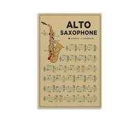 YZWRWRMKTB Music Theory Poster for Alto Sax - Fingering Chart with All Notes & Basic Scales, Beginner's Reference Guide, Canvas Wall Art for Musician's Room (Unframed,08x12inch(20x30cm))