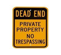 YZWRWRMKTB No Trespassing Sign Black on Yellow Fluorescent Reflective Metal Tin Vintage Decor for Man Cave Garage Bar Basement Wall-Art (8 X 12 inch)