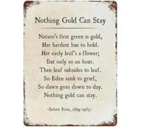 YZWRWRMKTB Nothing Gold Can Stay Classic Poetry Quote Vintage Metal Sign Literary Wall-Art Home Library Decor Plaque 8 X 12 in