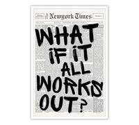 YZWRWRMKTB Positive Affirmation Canvas Wall Art: “What If It All Works Out” in Retro Black & White Newspaper Print, Minimalist Poster for Bedroom(Unframed,12x18inch(30x45cm))