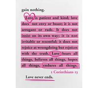 YZWRWRMKTB Religious Home Decor Poster, 1 Corinthians 13 Love Never Fails Scripture Wall Art, Christian Gift for Her, Bedroom & Nursery Room Decor(Unframed,12x18inch(30x45cm))