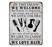 YZWRWRMKTB Retro Hairdresser Sign Metal Tin Salon Barber Shop Wall-Art for Themed Room or Shop Decor 8 X 12 in