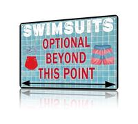 YZWRWRMKTB Swimsuits Optional Beyond This Point Sign Vintage Metal Tin Funny Pool Party Wall Decor for Backyard Water Park Tub Outdoor 8 X 12 inch