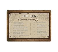 YZWRWRMKTB The Ten Commandments Metal Tin Sign Vintage Bible Quotes Wall-Art Rustic Decor for Home Office Sunday School 8 X 12 inch