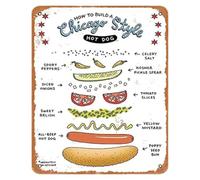 YZWRWRMKTB Vintage Chicago Style Dog Metal Tin Sign How to Build A Recipe Wall Decor for Kitchen Patio Bar Garage Man Cave 8 X 12 in