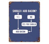 YZWRWRMKTB Vintage Tin Metal Wall Sign Should I Add Bacon Cooking Chart Funny Quote for Food Lover Home Bar Man Cave Garage Decor 8 X 12 in