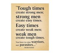 YZWRWRMKTB Wisdom for Sons Poster - Tough Times Create Strong Men Quote, Inspirational Wall Art for Father & Son, Home Office, Den Decor, Motivational Print for Graduation(Framed,12x18inch(30x45cm))