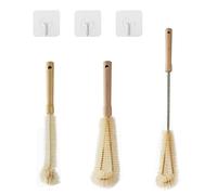 Yzwuyou Cepillo de Botellas con Largo Mango 3 Piezas Cepillo de Limpieza para Botellas de Cristal con Cabezal de Cepillo en Forma de L para Tazas Termo, Botellas de Agua Caliente