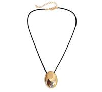 YZYDF Elegante cadena de metal ovalada con colgante geométrico, ajustable, de piel sintética, cadena de clavícula, joyería elegante