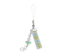 YZYDF Llavero de moda con abalorio para teléfono, llavero único con diseño de corazón y flores, colgante vibrante para teléfono móvil, 12.8cm, cinta