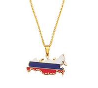 YZyizhen Collar con Colgante De Bandera De Mapa De Rusia, Cadena Fina con Abalorio De Contorno De País, Joyería Patriótica Delicada, Estilo Étnico Ruso, Hip-Hop, Mujeres, Hombres, Niñas, Regalos UNIS