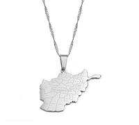 YZyizhen Collar con Colgante De Mapa De Contorno De Afganistán - Cadena De Dijes con Estampado De Nombre De Ciudades De Países Joyería Delicada Patriótica, Estilo Étnico Afgano Hip-Hop Mujeres Homb