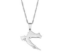 YZyizhen Collar con Colgante De Mapa De Contorno De Croacia - Nombre De Las Ciudades del País Encanto De Estilo Étnico Cadena Delgada Joyería Delicada Patriótica, Hip-Hop Mujeres Hombres Niña Reg