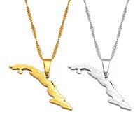 YZyizhen Collar con Colgante De Mapa De Cuba - Esquema De País con Ciudades Encanto De Nombre Cadena De Hip-Hop Joyería Delicada Patriótica, Estilo Étnico Mujeres Hombres Regalos Unisex, 2 Piezas, T