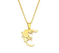 YZyizhen Collar con Colgante De Mapa De Grecia - Nombre del Pueblo Contorno del País Cadena De Dijes De Estilo Étnico Griego Joyería Patriótica Delicada, Regalos Unisex De Hip-Hop para Mujeres/Hombr