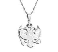 YZyizhen Montenegro Collar con Colgante De Águila - Símbolo De País Estilo Étnico Encanto De Hip-Hop Cadena Delgada Joyería Patriótica Delicada, Regalos Unisex para Mujeres, Hombres Y Niñas, Blanco