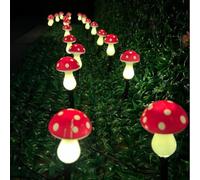 YZYOE 20 paquetes led al aire libre solar tierra enchufe de color rojo Mini setas luces cálidas, impermeable patio solar decoración linda pequeña luz de setas, con 8 modos iluminación.
