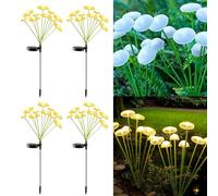 YZYOE 4 Paquete 10LED al aire libre de tierra solar insertado lámparas cálidas medusas, luz decorativa impermeable de la atmósfera del patio, 2 modos luces paisaje.
