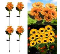 YZYOE 4 paquetes de luces decorativas girasol solar led seis cabezas, luces de atmósfera del patio al aire libre 2 modos, Impermeable inalámbrico desde el atardecer hasta el amanecer.