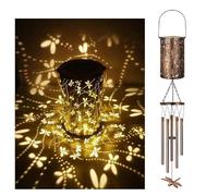 YZYOE Encantadora lámpara decorativa de campana de libélula solar, lámpara móvil de campana de Libélula de arte de hierro, lámpara decorativa al aire libre LED para regalos a amigos.