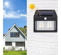 YZYOE Lámpara de pared de luz cálida solar de doble núcleo para exteriores, sensor de movimiento inalámbrico del atardecer al amanecer, luces LED IP65 resistentes al agua.