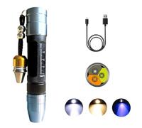 YZYOE LED recargable tres fuente de luz Jade y joyería evaluación linterna, 365NM detector de cera de abejas jade piedra preciosa ultravioleta, luz blanca, amarilla y 365 púrpura.