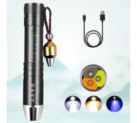 YZYOE led tres fuentes de luz recargable jade evaluación linterna, joyería identificación lámpara de pluma, Luz detección piedras preciosas cristal al aire libre, detector rayos ultravioletas 365nm.