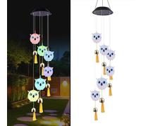 YZYOE Linda luz Decorativa de la Campana del Viento del búho Solar,Campanas del Viento Animal con Campanas, Un Regalo para Amigos con Luces Decorativas al Aire Libre Coloridas led móviles.
