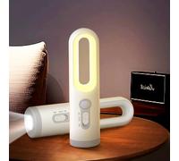 YZYOE Linterna recargable del lado de la cama led con sensor movimiento, luz blanca portátil al aire libre y luz cálida dos en uno, Camping Aprendizaje casa Lámpara nocturna protección ocular.