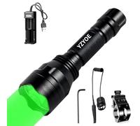 YZYOE Linterna táctica de luz verde recargable,Kit de luz caza led verde 500 yardas, Montaje universal carril Picatinny con interruptor presión para caza nocturna larga distancia.