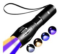 YZYOE Linterna ultravioleta de luz negra 395nm, lámpara de seguimiento sangre para caza, 4 modos. Luz negra ultravioleta led, azul, blanca y amarilla.
