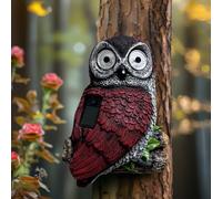 YZYOE Luz colgante de la pared del búho solar led, lámpara de decoración de la atmósfera al aire libre, lindo ojo del búho de resina Luz del paisaje del jardín.