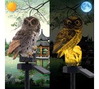 YZYOE Luz del búho gris solar led, al aire libre lindo patio animal luz cálida luces decorativas, Infinito crepúsculo al amanecer lámpara del jardín impermeable.