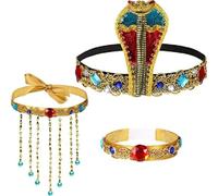 YZZT Juego de 3 accesorios de disfraz egipcio de Halloween, accesorios de cobra egipcia, tocado de serpiente con cuentas de medusa, para disfraces de Halloween, fiesta vintage